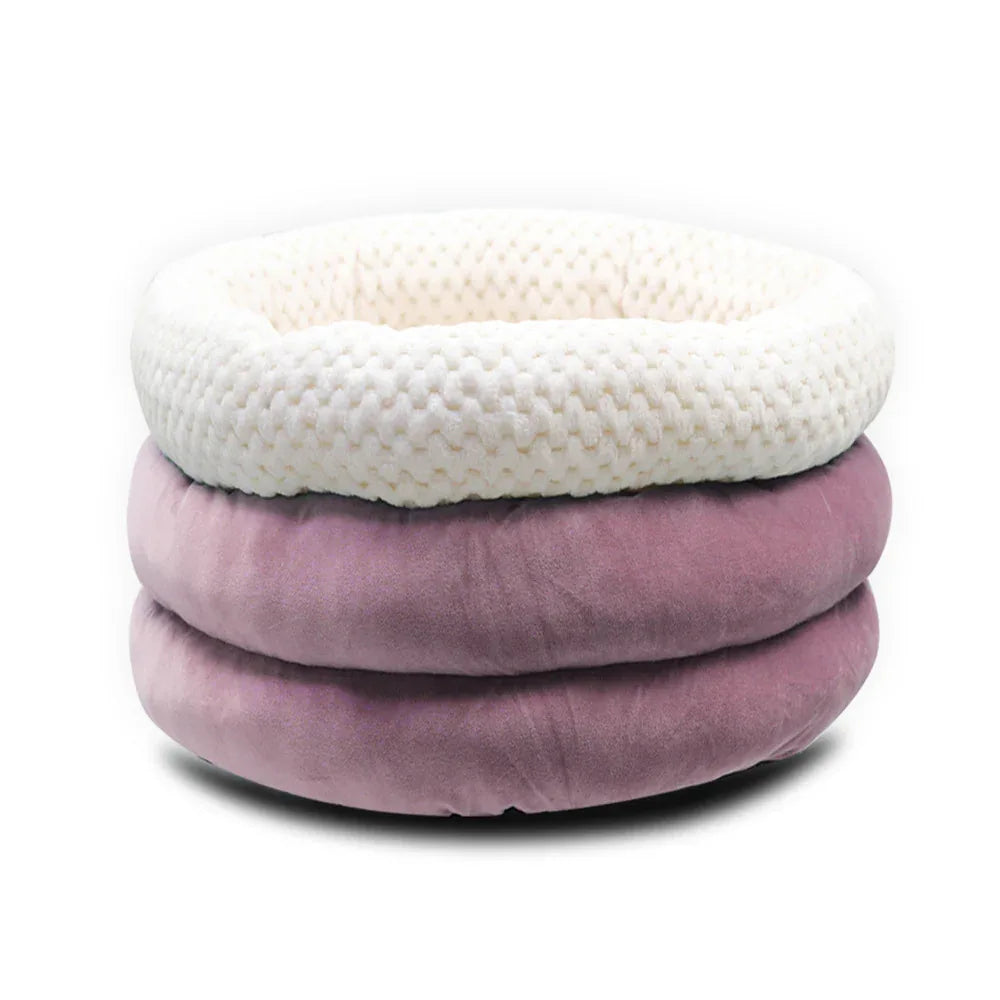 Winter Pet Deep Sleep Bed Semi-Enclosed Round Ice Velvet Pet Bed Comfortable Soft Warm Cat Bed Dog Bed - Shello's Creative Boutique