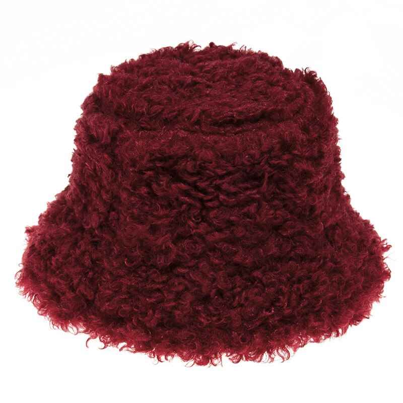 Women's Faux Fur Bucket Hat - Warm Fluffy Winter Hat for Outdoor & Casual Wear