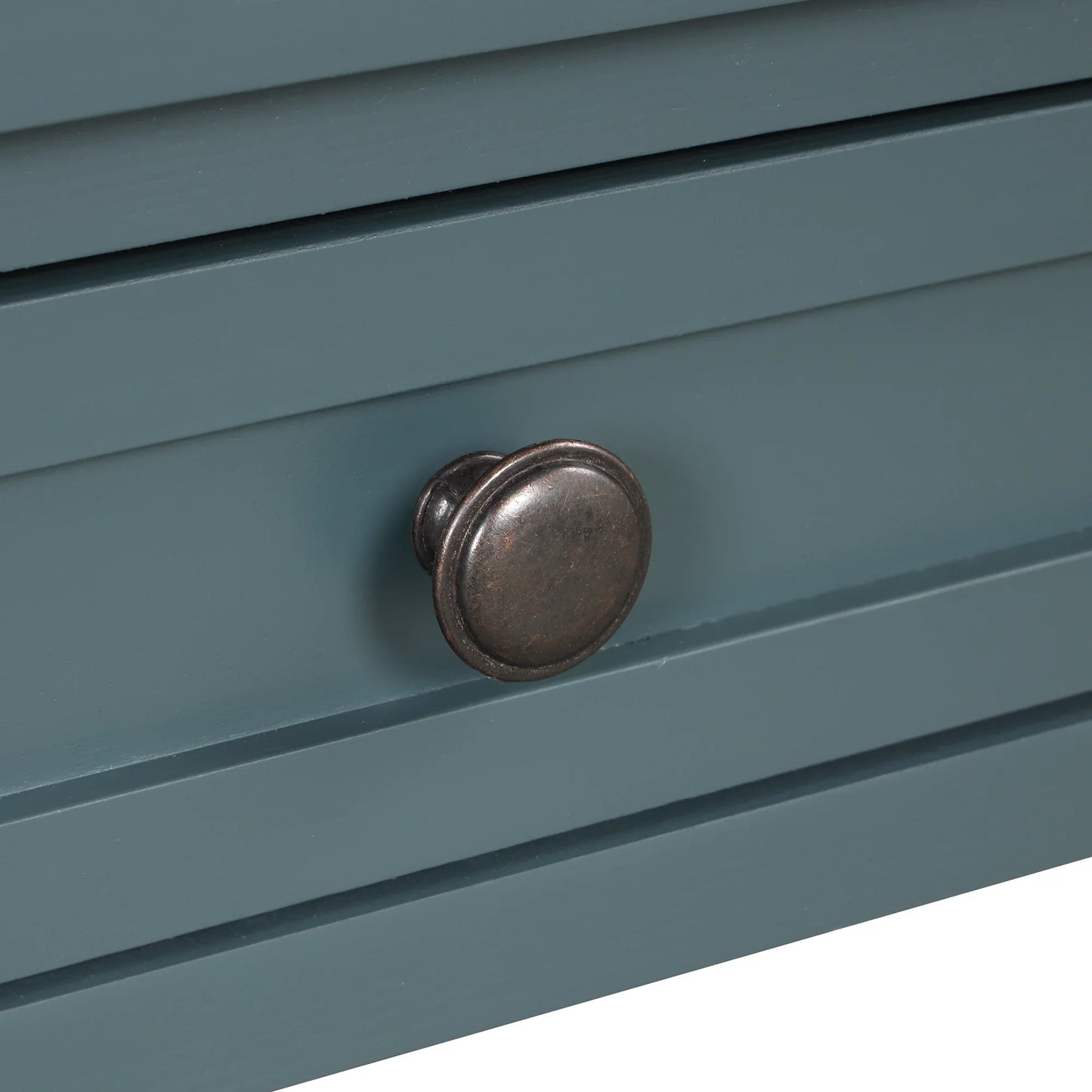 Farmhouse Pine Console Table - 36" Entry Table with 4 Drawers & Storage Shelf in Blue - Shello's Creative Boutique