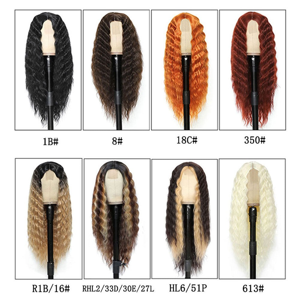 European and American Women's Wig Small Lace Center Deep Wave Long Curly Wig Headband Lace Wigs Shello Creative Boutique