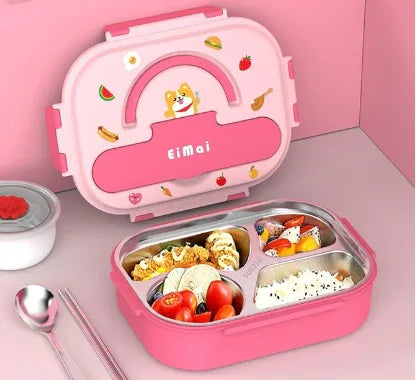 Cartoon cute food grade household 316 stainless steel compartment lunch box lunch box - Shello's Creative Boutique
