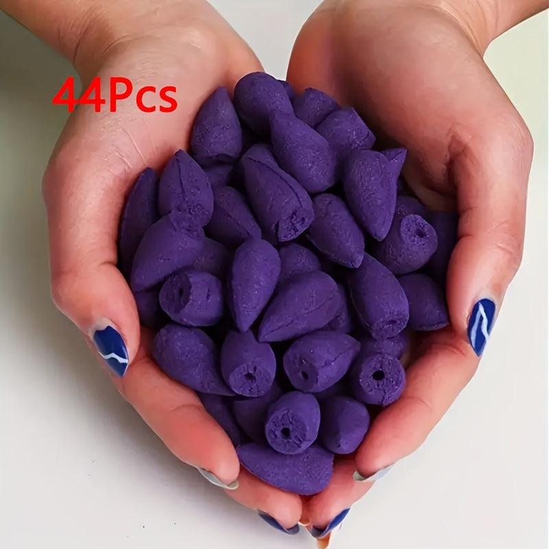 Lavender & Dragon'S Blood Backflow Incense Cones, 44/98 Pack, Elm Material, Featherless for Aromatherapy, Yoga, Meditation, Spa - Ideal Home Decor & Holiday Gift for Christmas, Halloween, Thanksgiving - Shello's Creative Boutique