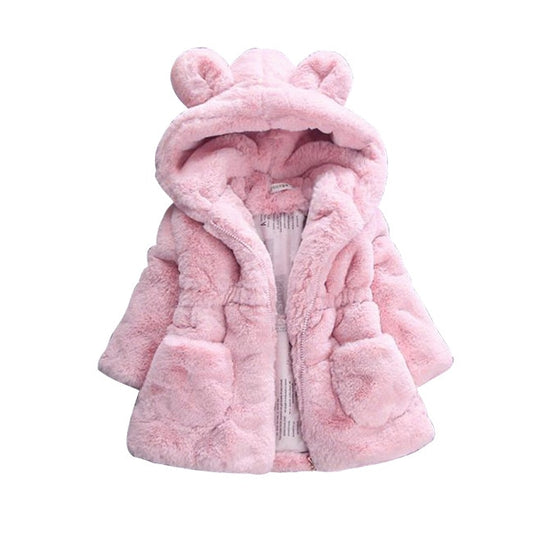 Winter Baby Girls Clothes Faux Fur Fleece Coat Pageant Warm Jacket Xmas Snowsuit 1-8Y Baby Hooded Jacket Outerwear eprolo