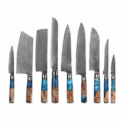 67-Layer Damascus Steel Multi-Purpose Chef Knife Set – VG10 Premium Edition - Shello's Creative Boutique