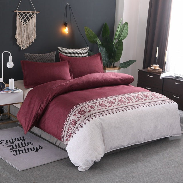 Bohemia style Duvet Cover plain color pattern retro style 2/3pcs Duvet Cover Sets Soft Polyester Bed Linen Flat Pillowcase eprolo