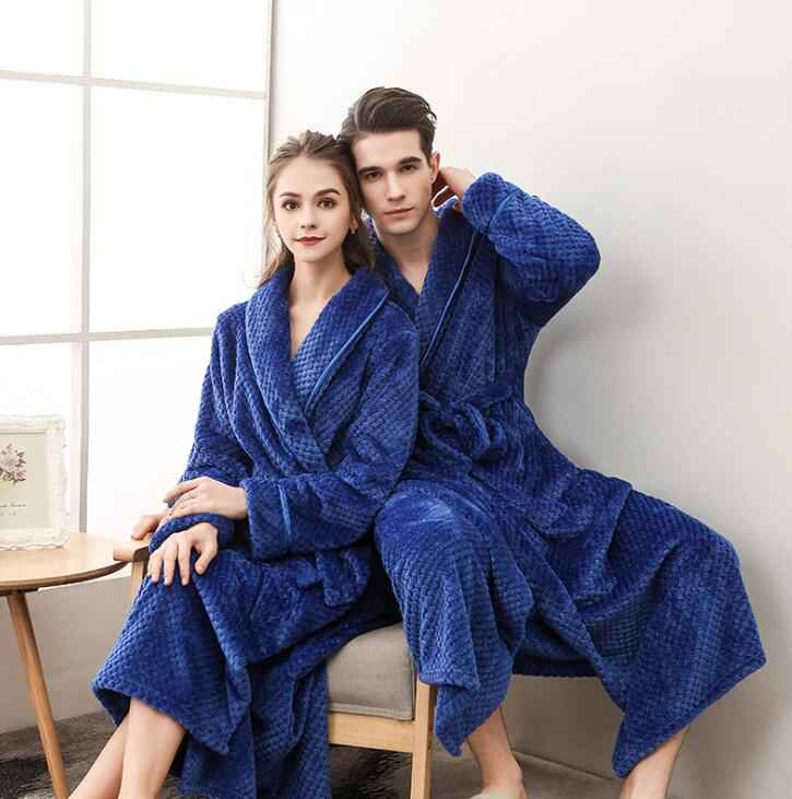 Luxury Flannel Bathrobe - Thick Warm Dressing Gown for Men & Women