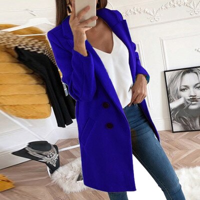 Plus Size Autumn Winter Wool Coat Women Elegant Blazer Ladies Cashmere Womens Coats Office Solid Medium Long Section Camel Coat eprolo