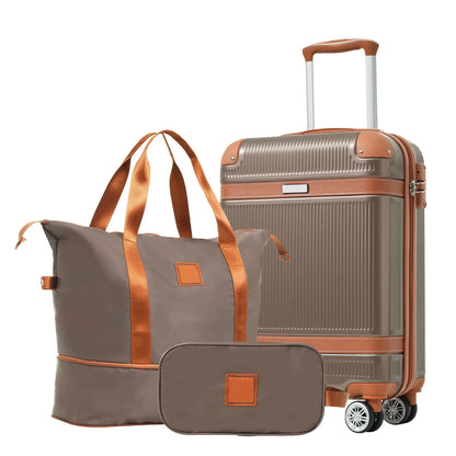 Hardshell Luggage Sets 3 Piece Carry-on Suitcase Double Spinner Wheels with TSA Lock for Men Women, Coppery (20in) - Shello's Creative Boutique