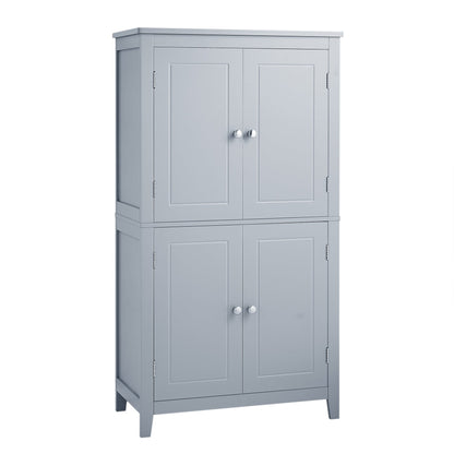 Bathroom floor storage cabinet, bathroom storage cabinet, 4-door independent cabinet, adjustable shelf, adaptive shelf, gray eprolo