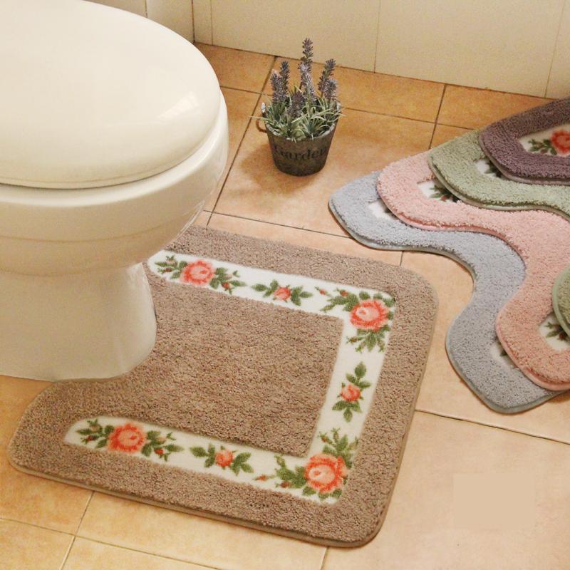 Shower Pad Mat Rug Bathroom Mats Set Coral Velvet Soft Toilet Carpet 