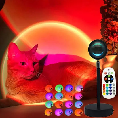 Smart Bluetooth Night Light Rainbow Sunset Projector Lamp for Home Coffe shop Background Wall Decoration Atmosphere Table Lamp - Shello's Creative Boutique