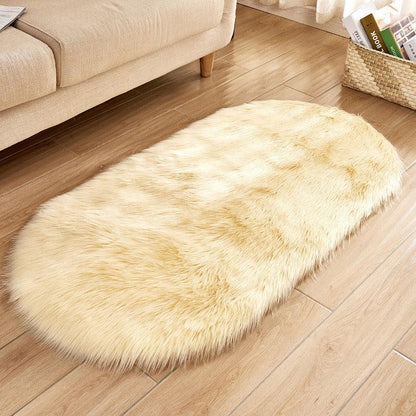 Imitation Wool Oval Plush Carpet – Soft Luxury for Any Space - Shello's Creative Boutique