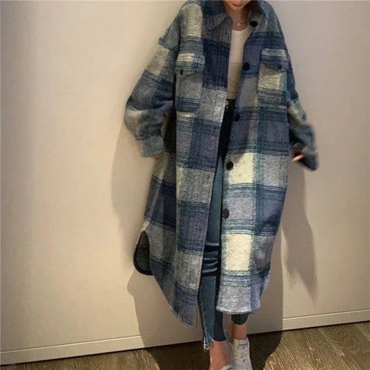 Women Loose Long Woolen Coats - Shello's Creative Boutique