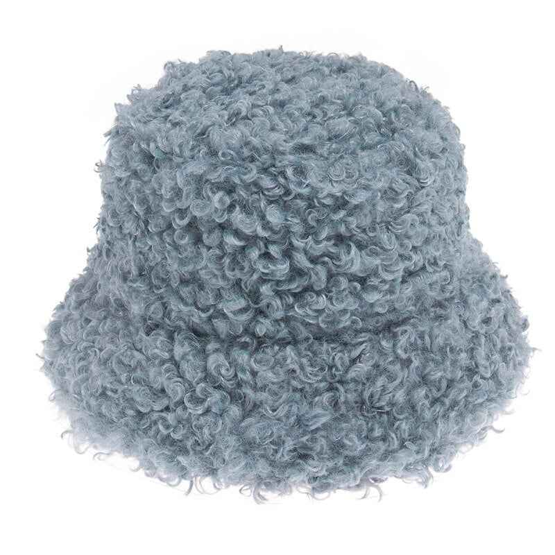 Women's Faux Fur Bucket Hat - Warm Fluffy Winter Hat for Outdoor & Casual Wear