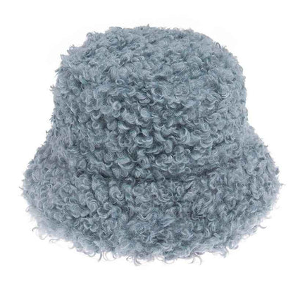 Women's Faux Fur Bucket Hat - Warm Fluffy Winter Hat for Outdoor & Casual Wear