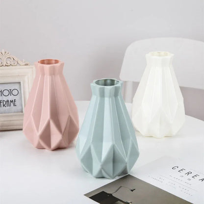 Flower Vase Decoration – White Imitation Ceramic Plastic Vase for Home & Nordic Decor - Shello's Creative Boutique