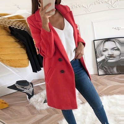 Plus Size Autumn Winter Wool Coat Women Elegant Blazer Ladies Cashmere Womens Coats Office Solid Medium Long Section Camel Coat eprolo