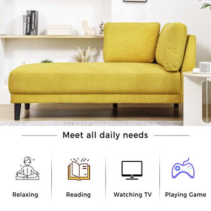 65" Mid-Century Modern Fabric Corner Lounge Chair Upholstered Indoor Chaise Lounge for Bedroom eprolo