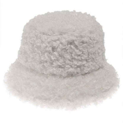 Women's Faux Fur Bucket Hat - Warm Fluffy Winter Hat for Outdoor & Casual Wear