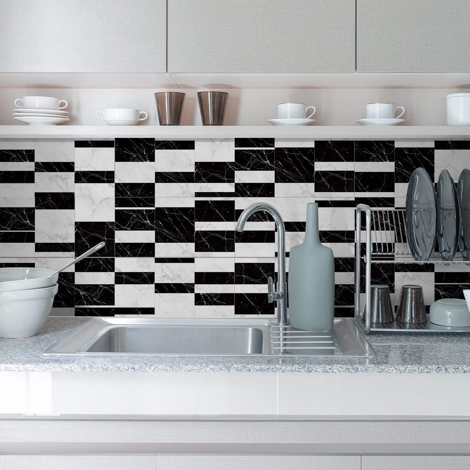 Funlife City Lights Thickened Brick Stickers Mosaic Marble Kitchen Background Wall Tile Stickers
