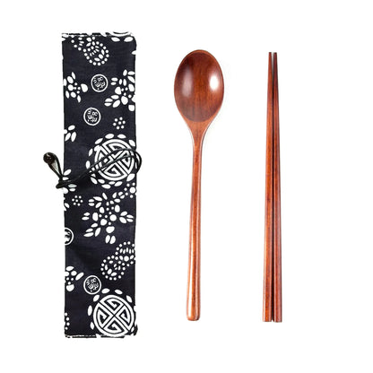 Japanese Style Long Handled Spoons, Forks, Chopsticks, Three Piece Set Of Wooden Portable Tableware, Chopsticks, Spoons, Set - Shello's Creative Boutique