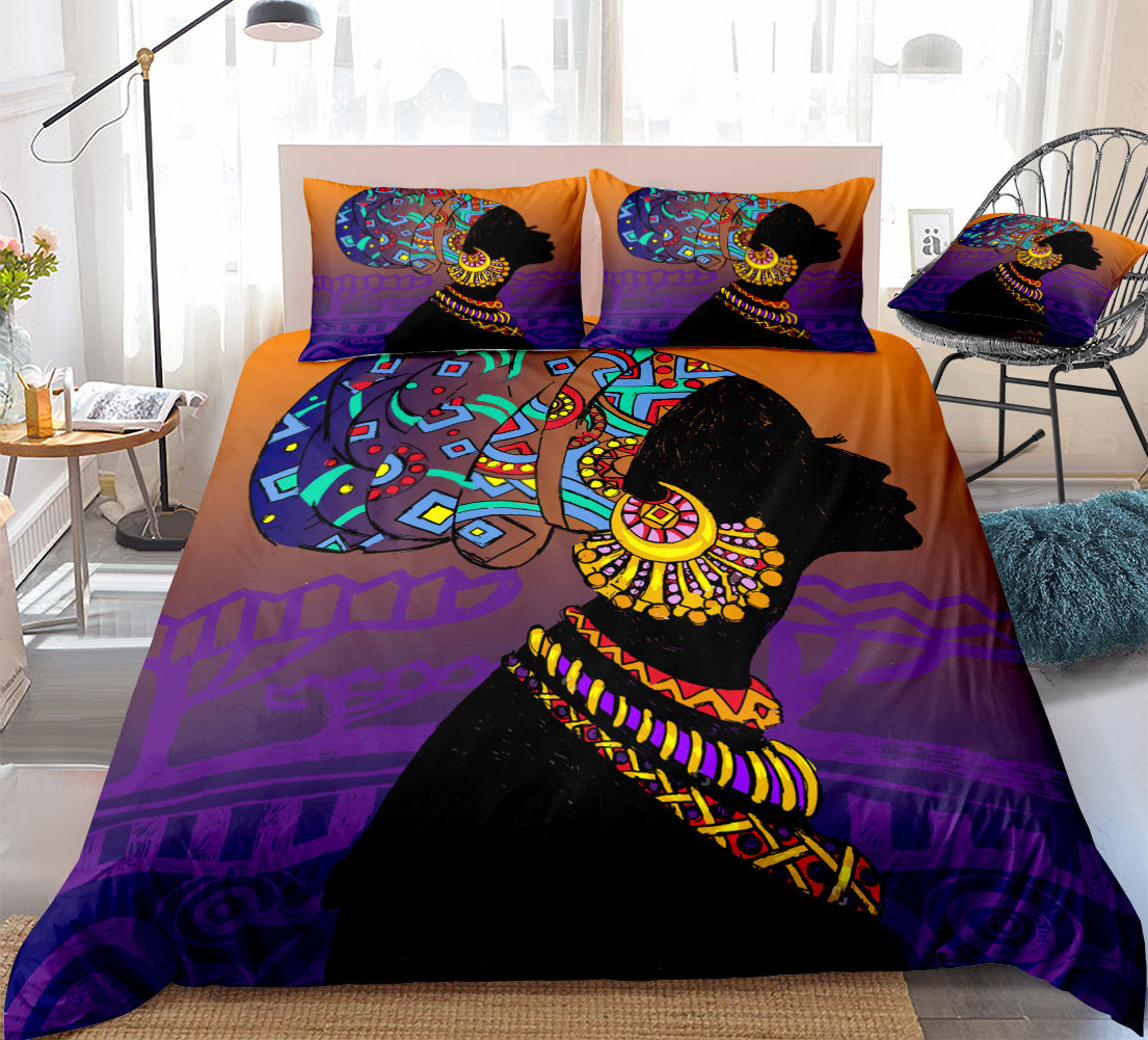 African home textile ethnic style bed sheet quilt cover pillowcase three or four piece set eprolo