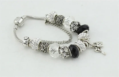 Black and White Beads Charm Pandora Bracelet Bangles - Shello's Creative Boutique