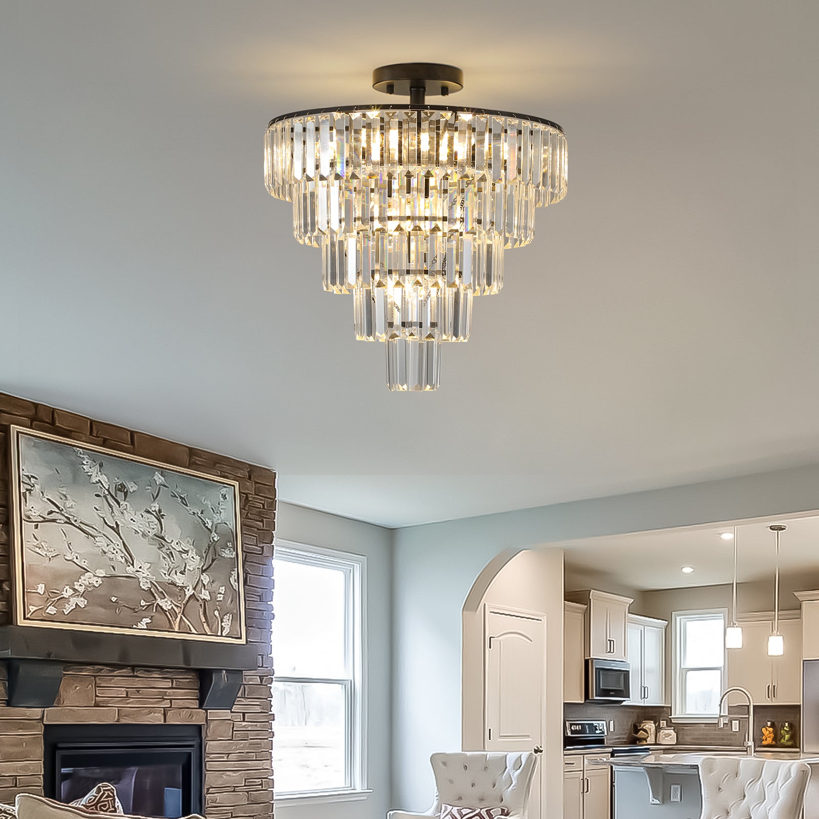 Black large crystal chandelier, modern style chandelier, dining room, living room, bedroom eprolo