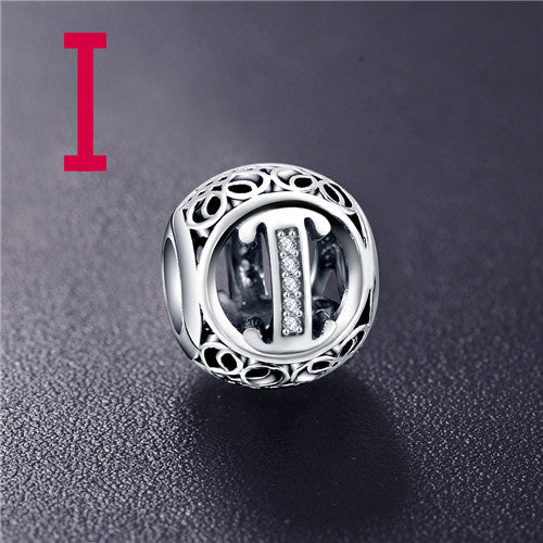 Real 925 Sterling Silver Vintage Clear Letter Bead Charms Fit Pandora Women Charm Bracelets Silver Jewelry eprolo