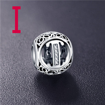 Real 925 Sterling Silver Vintage Clear Letter Bead Charms Fit Pandora Women Charm Bracelets Silver Jewelry eprolo