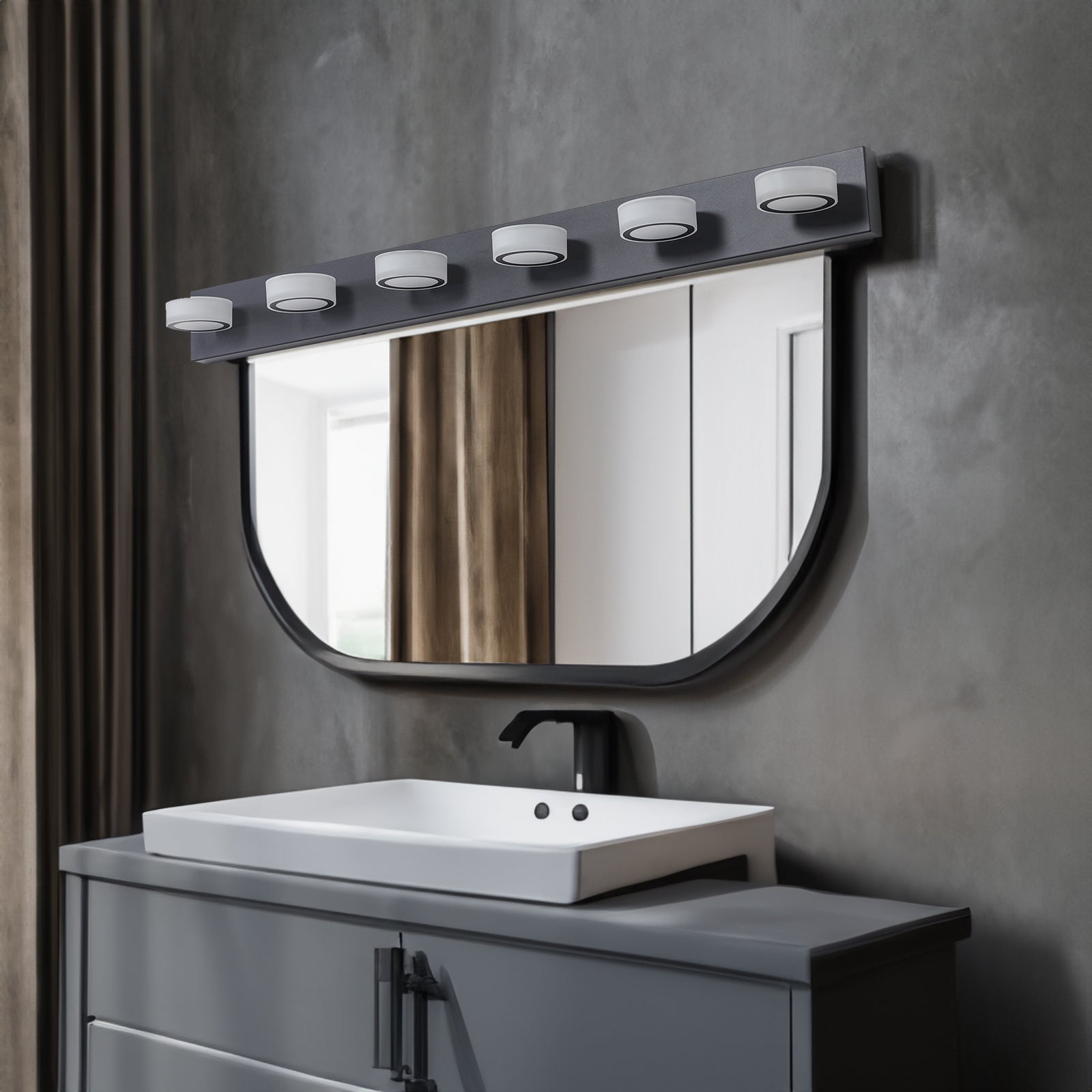 LED Modern Black 6-Light Vanity Lights Fixtures Over Mirror Bath Wall Lighting eprolo