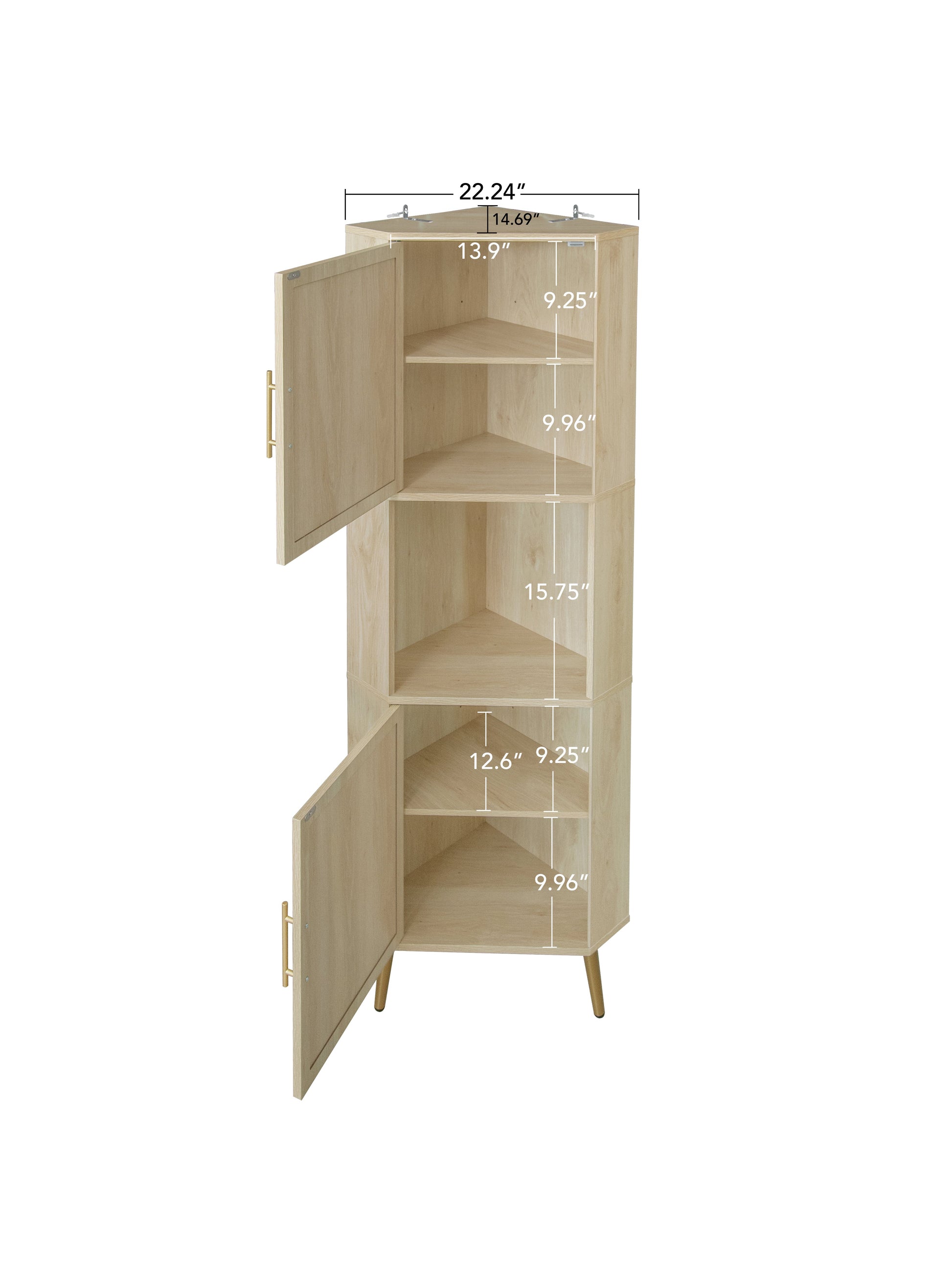 Corner cabinet ,Rattan door,Freestanding Corner Tables For Small Spaces, Corner Shelf Stand For Living Room, Kitchen, Bathroom eprolo