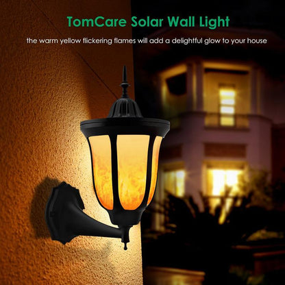  Solar Lamp 96 LEDs Waterproof IP65 Outdoor Flickering Flames Torch Wall Light Decor Warm White