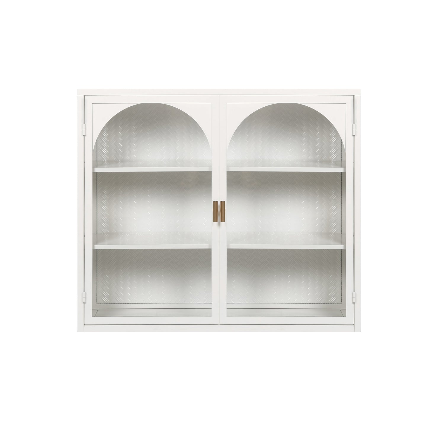 27.56"Glass Doors Modern Two-door Wall Cabinet with Featuring Three-tier Storage White eprolo