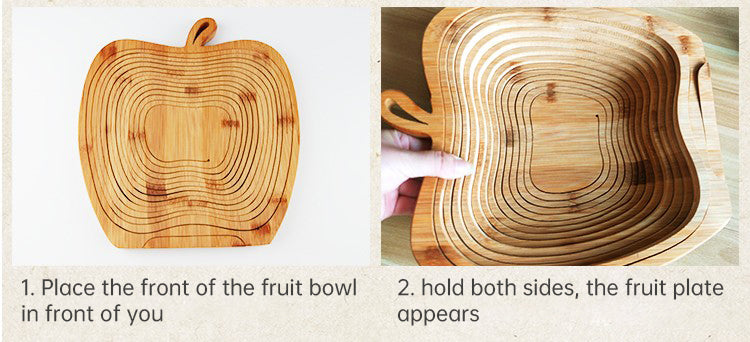 Folding Fruit Basket Creative Fashion Crafts Fruit Storage Basket Wooden Layer Tripod Bowl Outdoor Camping Supplies eprolo