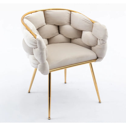 Luxury modern simple leisure velvet single sofa chair bedroom manicure table back chair beige - Shello's Creative Boutique