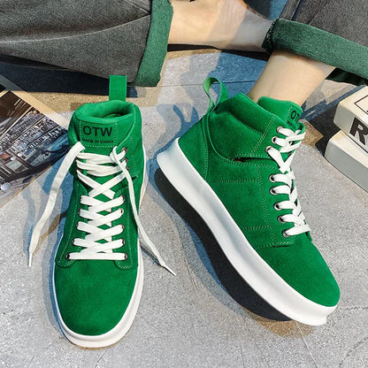 High top suede board shoes Air Force thick sole breathable sports student casual workwear shoes men - Shello's Creative Boutique