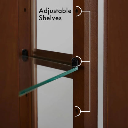 Luxury Corner Curio Cabinet with LED Lighting - 5-Shelf Display Cabinet in Walnut - Shello's Creative Boutique