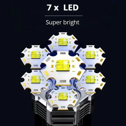 High Power LED Flashlight Powerful USB Rechargeable Torch Handheld Portable Outdoor Lamp Built-in Battery COB 7 LED Flashlights - Shello's Creative Boutique