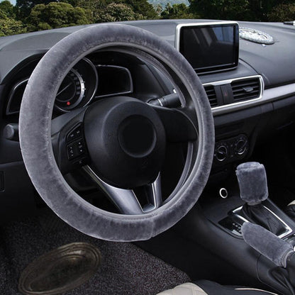 Luxury Plush Steering Wheel Cover Set - Winter Car Interior Accessories