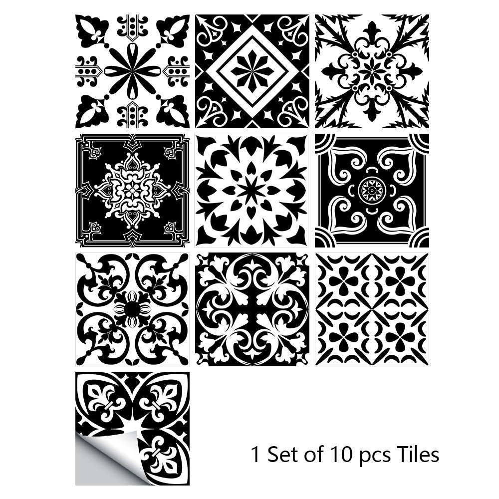 10 Piece Set Of Datura Mosaic Small Flower Imitation Ceramic Tile Sticker For Home Renovation Kitchen And Bathroom Decoration Self-Adhesive Wall Sticker