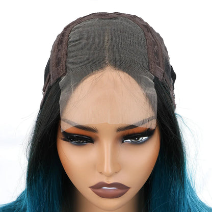 Green Ombre Bob Wig Human Hair - 4x4 Lace Closure Short Straight - Shello's Creative Boutique