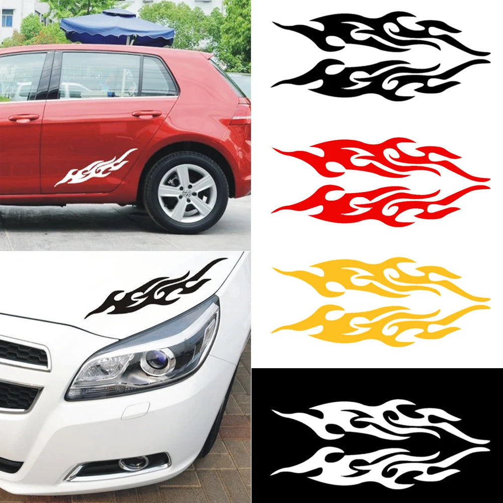 2pcs Universal Car Sticker Styling Engine Hood Motorcycle Decal Decor Mural Vinyl Covers Auto Flame Fire Sticker Car-styling Shello Creative Boutique