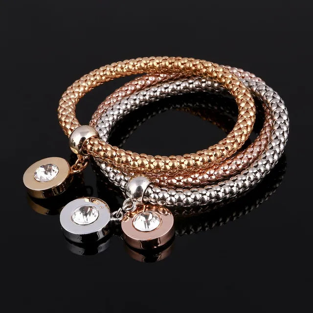 3 Pcs/Set Crystal Owl Heart Charm Bracelets & Bangles Gold/Silver Plated Elephant Anchor Pendants Rhinestone Bracelets For Women eprolo