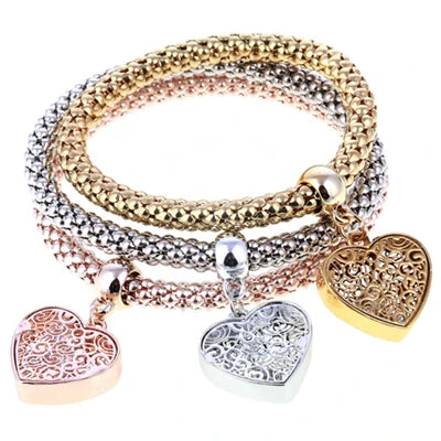 3 Pcs/Set Crystal Owl Heart Charm Bracelets & Bangles Gold/Silver Plated Elephant Anchor Pendants Rhinestone Bracelets For Women eprolo