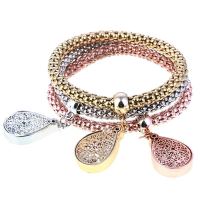 3 Pcs/Set Crystal Owl Heart Charm Bracelets & Bangles Gold/Silver Plated Elephant Anchor Pendants Rhinestone Bracelets For Women eprolo