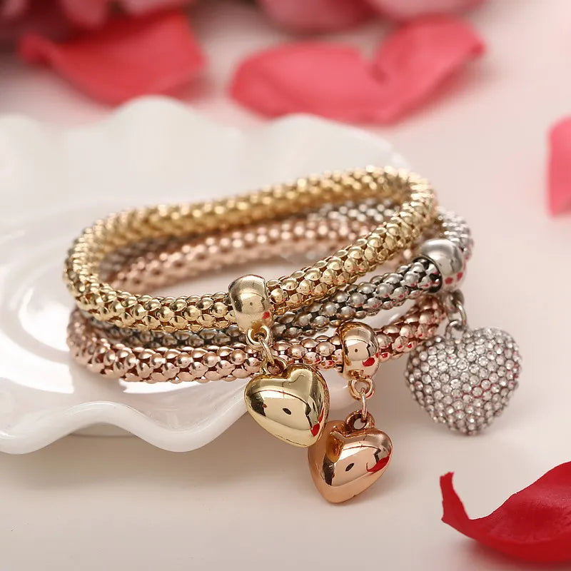 3 Pcs/Set Crystal Owl Heart Charm Bracelets & Bangles Gold/Silver Plated Elephant Anchor Pendants Rhinestone Bracelets For Women eprolo