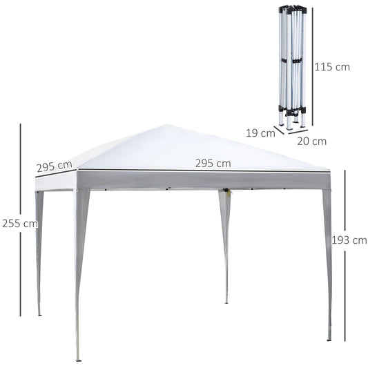 3 X 3M Garden Pop Up Gazebo Height Adjustable Marquee Party Tent Wedding Canopy With Carrying Bag, White - Shello's Creative Boutique