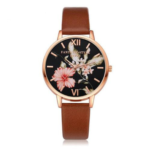 Women Flowers Bracelet Watch 