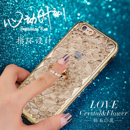 Luxury 3D Glitter Ring Case – Soft TPU Rhinestone Stand Cover for iPhone 5 to XS Max